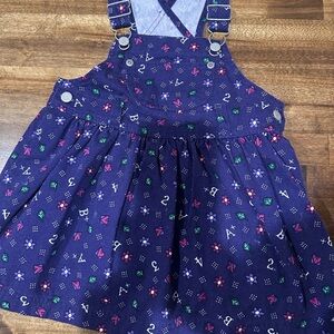 Vintage Oshkosh dress alphabet floral numbers hearts Pinafore Dress cottagecore